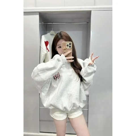 Áo Sweater  Nỉ bông Cotton 100%  Nơ HELLO KITTY Unisex Local Brand