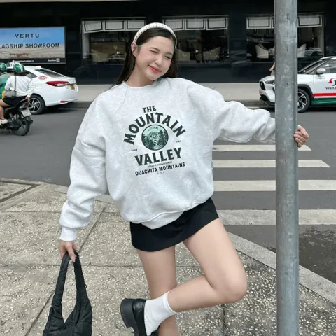 Áo nỉ Sweater Mountain Nỉ lót lông mịn unisex nam nữ chất liệu cao cấp