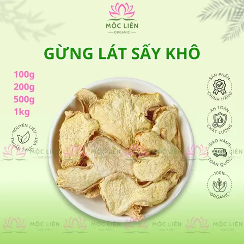 Gừng lát sấy khô, thơm cay, dùng pha trà gừng, gia vị nấu ăn, xông hơi, tốt cho sức khỏe