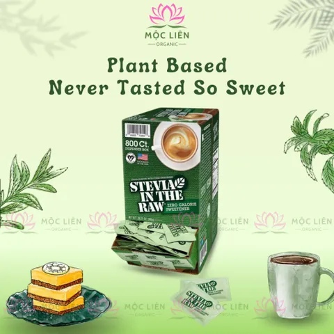 [Date 2028] Đường ăn kiêng chiết xuất từ lá cỏ ngọt Stevia In The Raw Zero Calorie Sweetener Hàng Mỹ