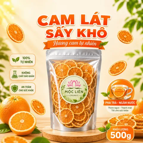 Cam lát sấy khô 500g, trà cam vàng sấy lạnh, thái lát, nguyên miếng, pha trà detox, decor, trang trí