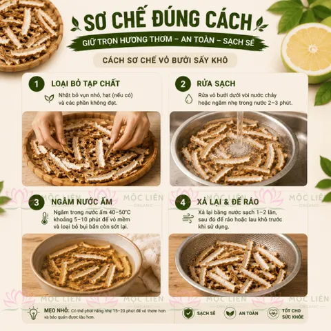 Vỏ bưởi khô 1kg – nguyên liệu thô, phơi nắng tự nhiên, nên rửa trước khi dùng