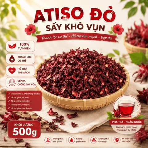Atiso đỏ vụn tự nhiên trong quá trình sàng lọc, pha trà, nấu siro, hương vị không khác nguyên bông