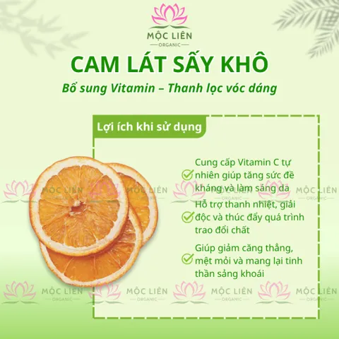 Cam lát sấy khô 100g, trà cam vàng sấy lạnh, thái lát, nguyên miếng, pha trà detox, decor, trang trí