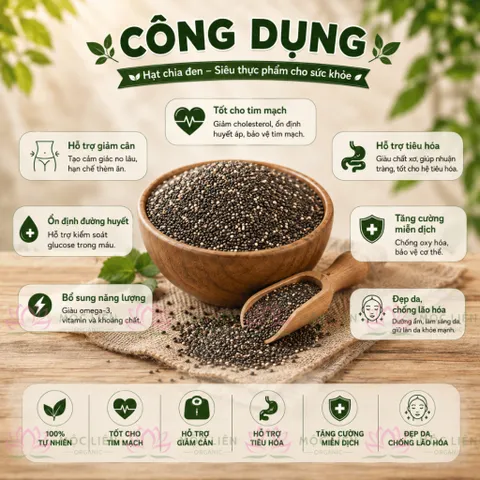 Hạt chia Úc Black Bag Chia Whole Dark Chia Seeds 500g