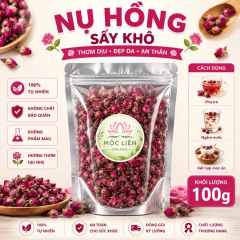 Nụ hoa hồng Tây Tạng 100g – Nụ hoa hồng sấy khô nguyên nụ giúp an thần, đẹp da, chống lão hóa
