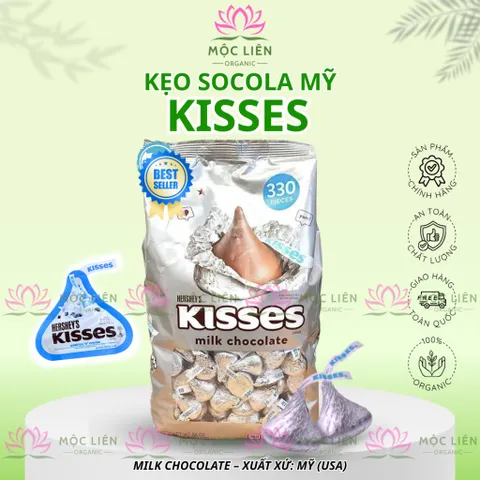 [Tách lẻ] 100 viên kẹo socola sữa KISSES – hàng MỸ chính hãng – hershey's kisses chocolate 1,58kg