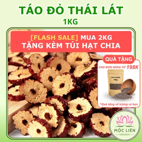 [MUA 2 TẶNG 1] 1kg Táo Đỏ Thái Lát – dùng pha trà, ăn vặt, nấu chè – Tặng Kèm Hạt Chia Cao Cấp