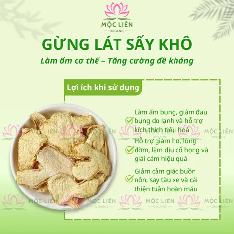 Gừng lát sấy khô 500g, thơm cay, dùng pha trà gừng, gia vị nấu ăn, xông hơi, tốt cho sức khỏe