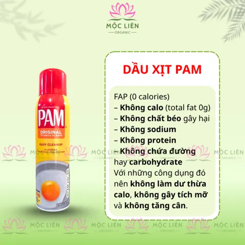 Dầu Xịt Ăn Kiêng PAM Không Calo 12oz Hàng Mỹ Cho Gymer Người Ăn Kiêng Eat Clean Keto