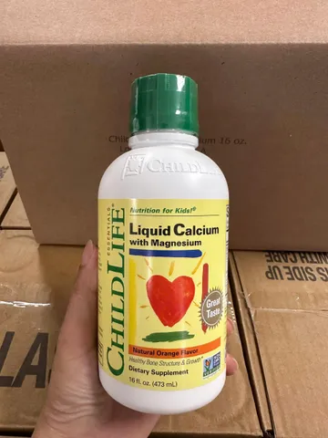 ChildLife - Dinh Dưỡng Cho Trẻ Em: Canxi Lỏng Với Magie Vị Cam Tự Nhiên 16 fl oz