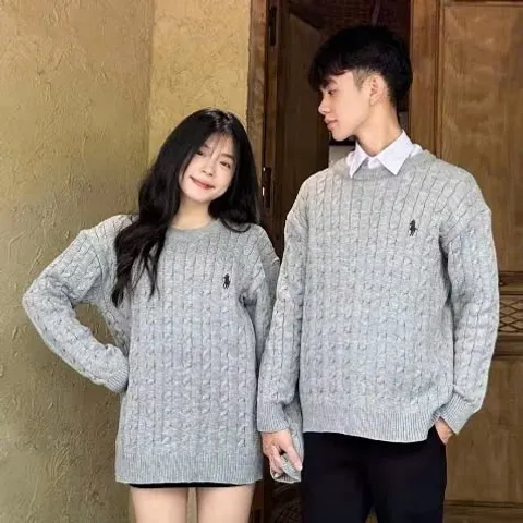 Áo len dệt kim unisex nam nữ thêu ngựa, áo len form rộng HOT NEW 2025