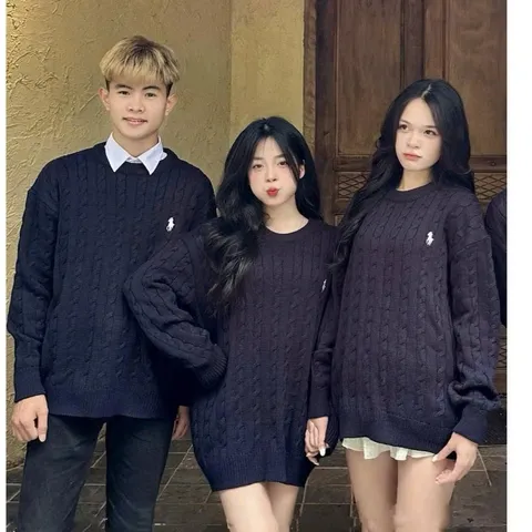 Áo len dệt kim unisex nam nữ thêu ngựa, áo len form rộng HOT NEW 2025