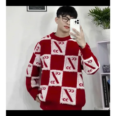 Áo len unisex nam nữ ô vuông caro, áo len form rộng len xù hot 2025