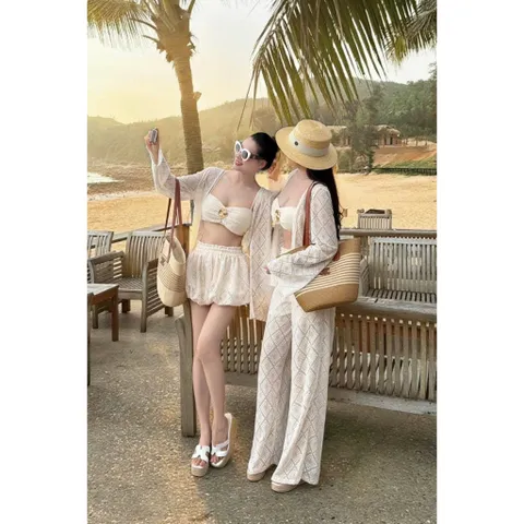 (BKN002) Set ren 3 món 2 dáng thích hợp đi biển đi du lịch, dành cho nữ sang chảnh
