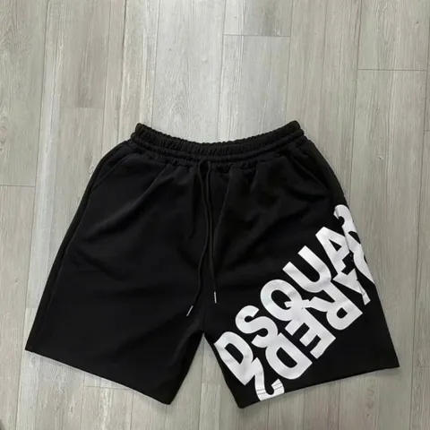 (B003) Bộ cộc unisex nam nữ Never - DSQ, áo phông in chữ Never mix quần đùi gió 2 lớp in chữ DSQ chéo
