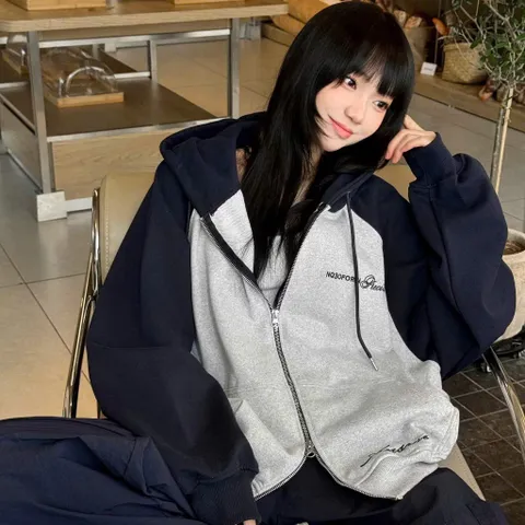 Áo Khoác Nỉ Hoodie Khóa Kéo 2 Đầu thêu chữ NQ3, Áo Khoác Unisex Nam Nữ Form Rộng