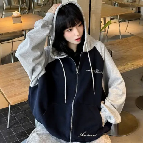 Áo Khoác Nỉ Hoodie Khóa Kéo 2 Đầu thêu chữ NQ3, Áo Khoác Unisex Nam Nữ Form Rộng