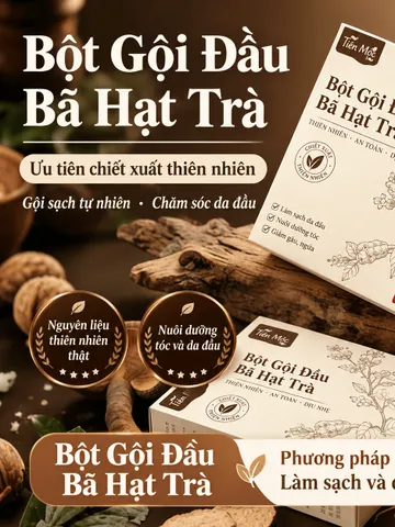 [Hộp 10 gói*5g]Bột gội đâu thảo mộc làm từ bã hạt trà, với phương pháp truyền thống lành tính cho mái tóc