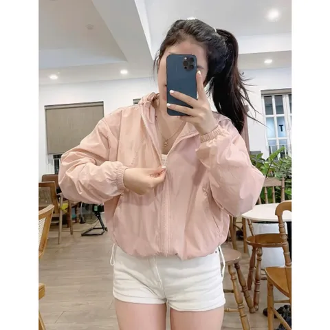[ BST 10 Màu Sắc Mới ] Áo Khoác Gió Nữ 2 Lớp Lót Lụa Có Mũ Trùm Đầu Kèm Dây Rút Chống Nắng Cản Gió Kháng Nước Hiệu Quả