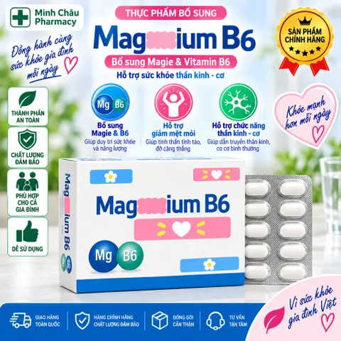 Viên Uống M-a-g-n-e-s-i B6 BV Bổ Sung Khoáng Chất Cân Bằng Năng Lượng Thư Giãn Cơ Thể (Hộp 100 Viên)