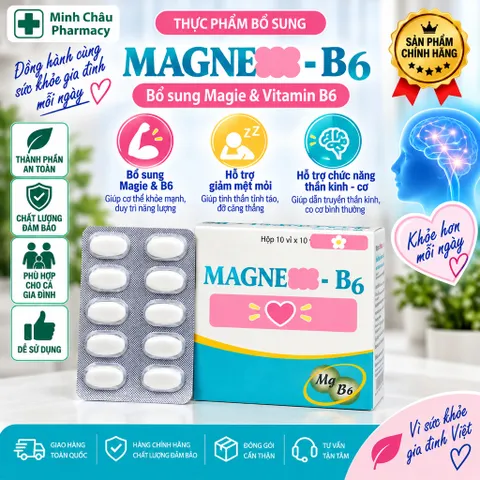 Viên Uống M-a-g-n-e-s-i B6 Bổ Sung Khoáng Chất Cân Bằng Năng Lượng Thư Giãn Cơ Thể (Hộp 100 Viên)