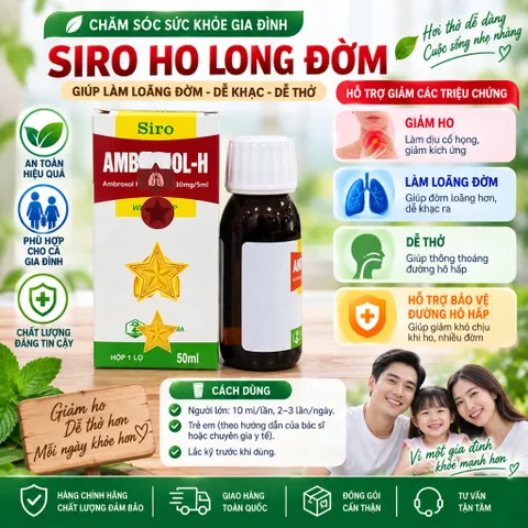Siro A-M-B-R-O Hỗ Trợ Dịu Mát Cổ Họng & Thông Thoáng Đường Hô Hấp Cho Bé Chai 50ml