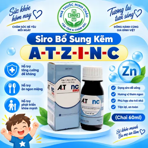 Siro Bổ Sung Kẽm A-T-Z-I-N-C Hỗ Trợ Ăn Ngon & Tăng Đề Kháng Cho Bé Chai 60ml
