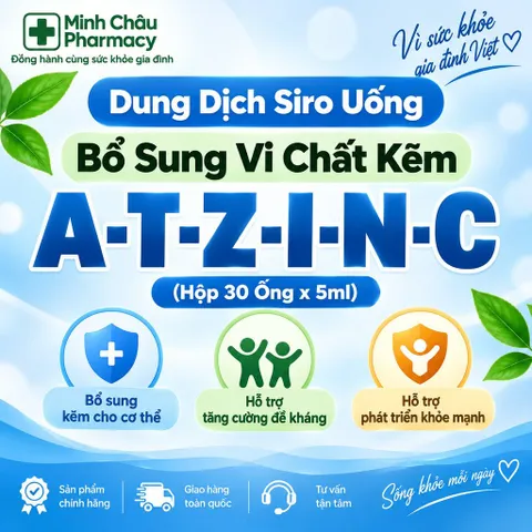 Siro Uống Bổ Sung Vi Chất Khoáng A-T-Z-I-N-C Hỗ Trợ Tăng Cường Đề Kháng & Cải Thiện Hấp Thu Hộp 30 Ống 5ml