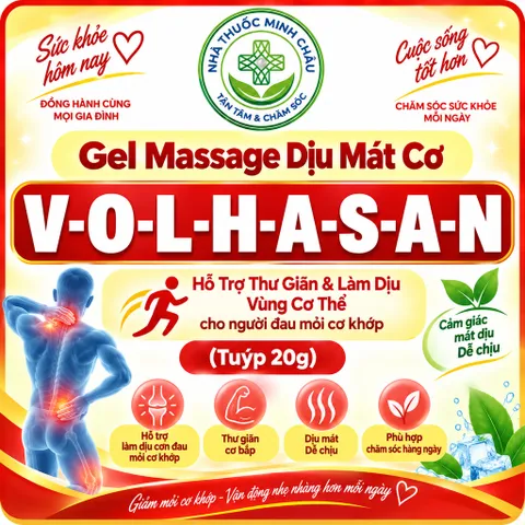 Gel Massage V-O-L-H-A-S-A-N Hỗ Trợ Dịu Mát Vùng Cơ Thể & Thư Giãn Thoải Mái Tuýp 20g