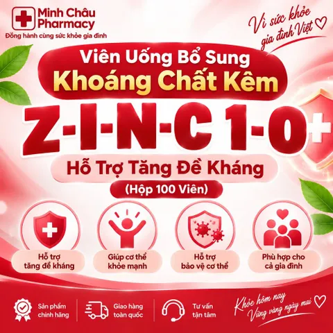 Viên Uống Bổ Sung Vi Chất Khoáng Z-I-N-C 1-0 Hỗ Trợ Tăng Cường Đề Kháng & Cải Thiện Hấp Thu Hộp 100 Viên