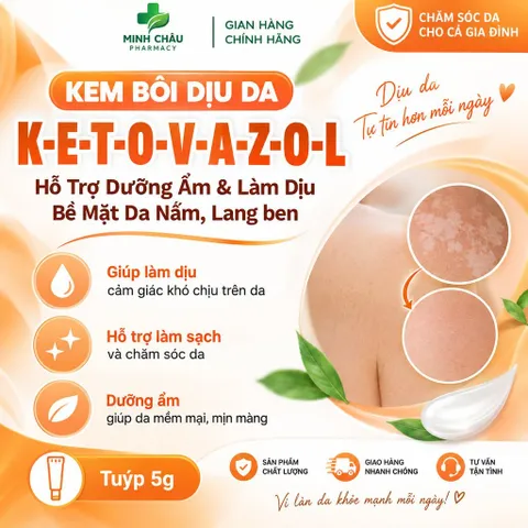 Kem Bôi Dưỡng Da K-E-T-O-V-A-Z-O-L Hỗ Trợ Dịu Mát & Cân Bằng Bề Mặt Da Tuýp 5g