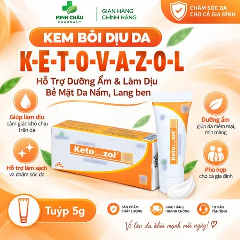 Kem Bôi Dưỡng Da K-E-T-O-V-A-Z-O-L Hỗ Trợ Dịu Mát & Cân Bằng Bề Mặt Da Tuýp 5g