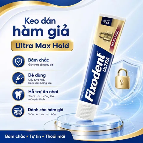 Fixodent Ultra Max Hold 2.2oz (62g) - Kem Dán Hàm Mỹ Tách Lẻ 1 Tuýp