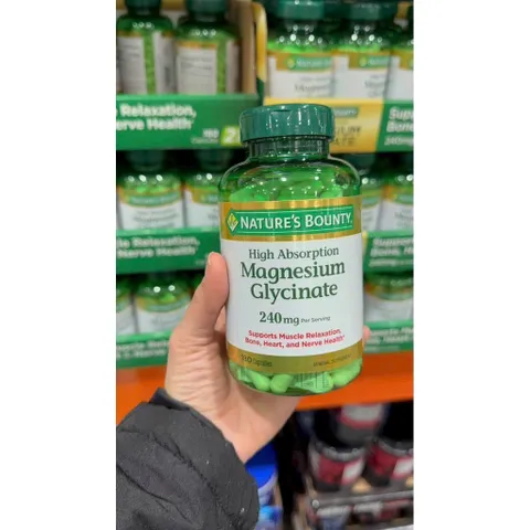 [HÀNG MỸ] Viên Uống Bổ Sung Magie Hấp Thu Cao Nature's Bounty Magnesium Glycinate 240mg (180 Viên)