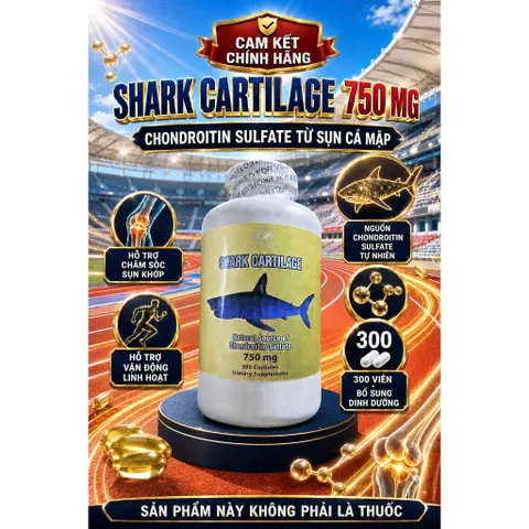 [HÀNG MỸ] Viên Uống Bổ Khớp Sụn Vi Cá Mập Shark Cartilage 750mg (Hộp 300 Viên)