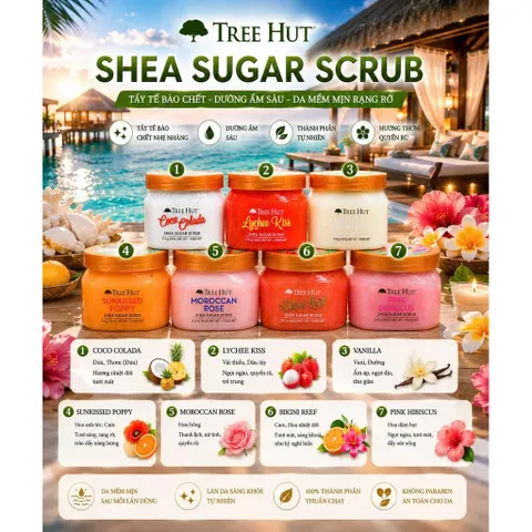 Tẩy Da Chết Cơ Thể Tree Hut Shea Sugar Scrub (510g) - Dưỡng Ẩm Sâu & Mềm Mịn Rạng Rỡ