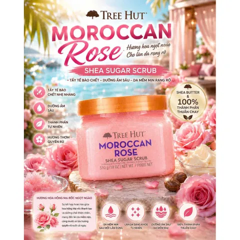 Tẩy Da Chết Cơ Thể Tree Hut Shea Sugar Scrub (510g) - Dưỡng Ẩm Sâu & Mềm Mịn Rạng Rỡ