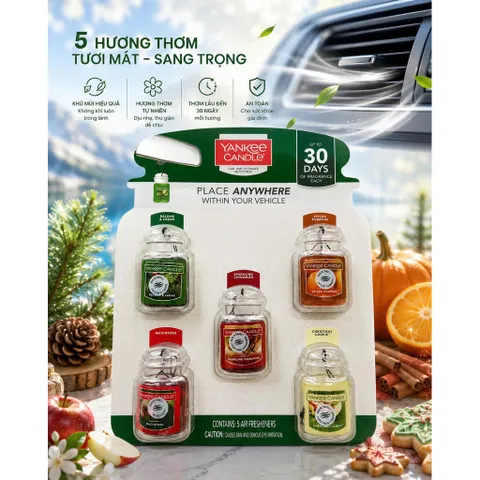 [MỸ CHÍNH HÃNG] Combo 5 Hũ Sáp Thơm Xe Hơi Yankee Candle Car Jar