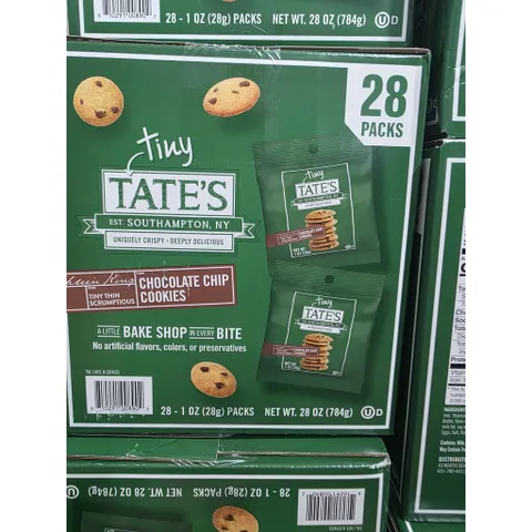 HÀNG MỸ 1 THÙNG 28 GÓI 🍪 Tiny Tate’s Chocolate Chip Cookies – Hộp 28 gói mini