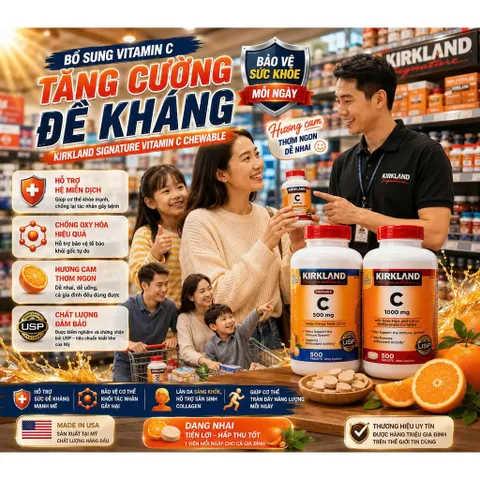 Viên Uống Bổ Sung Vitamin C 500mg & 1000mg Kirkland Signature 500 viên của Mỹ. CHÍNH HÃNG