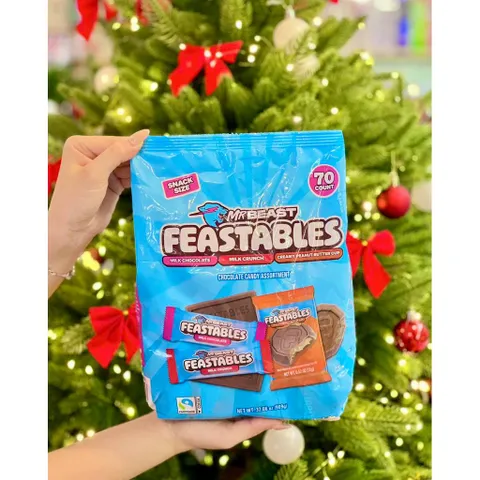 GÓI LỚN MIX 3 LOẠI CỦA MỸ MR BEAST FEASTABLES CHOCOLATE CANDY ASSORTMENT SANCK SIZE GÓI 909G