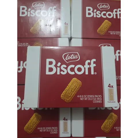 Bánh Lotus Biscoff 1kg – Vị Caramel Giòn Tan, Hàng Nhập Khẩu USA, 4 Gói Lớn