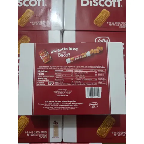 Bánh Lotus Biscoff 1kg – Vị Caramel Giòn Tan, Hàng Nhập Khẩu USA, 4 Gói Lớn