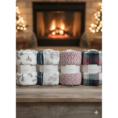 Chăn Throw Threshold –  127 × 152 cm (50 × 60 in) Siêu Mềm Mịn, Ấm Áp – Hàng Mỹ 832046