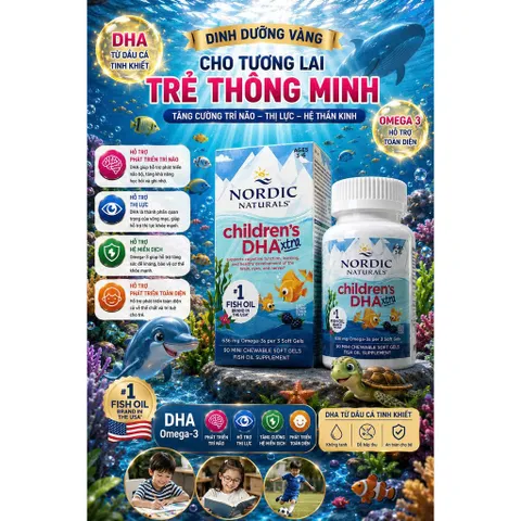 [LÔ MỚI XA] Viên Nhai Bổ Mắt Thông Minh Nordic Naturals Children's DHA Xtra 636mg 90 Viên