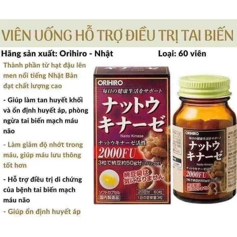 VIÊN UỐN 2000FU CỦA NHẬT ORIHIRO (HỘP 60 VIÊN) - Natto Kinase 2000FU