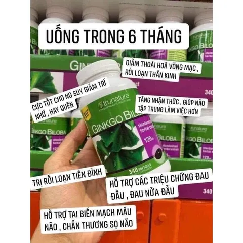 Viên Uốn g Bổ Não Trunature Ginkgo Biloba 120mg 340 Viên. date 2027