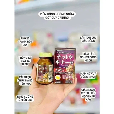 Viên Natto Kinase 2000FU Orihiro Hộp 60 Viên Nhật Bản chính hãng