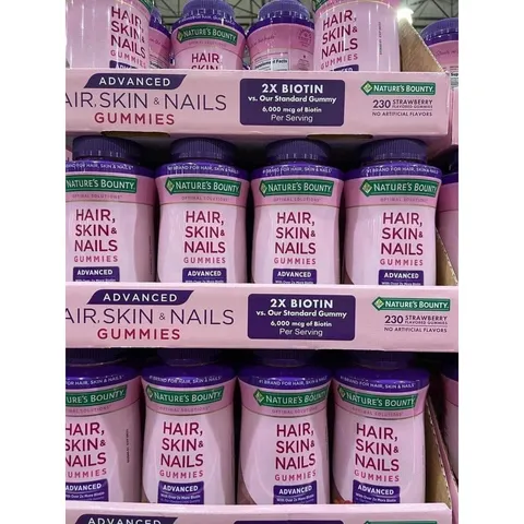 Hàng Mỹ Kẹo Dẻo Nature's Bounty Hair Skin & Nails Gummies Advanced 6000mcg của Mỹ hộp 230 viên